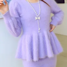 Натуральный норковый кашемировый свитер, женские плюшевые свитера из чистой норки, пуловеры, свитер, сумка, юбка, костюм,, S129