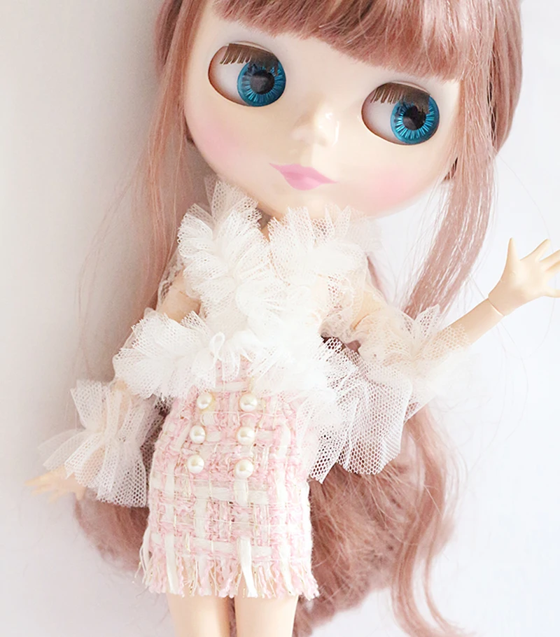1 шт., Одежда для кукол, женская розовая юбка в бедрах, белые кружевные рубашки для кукол Blyth Licca, аксессуары, игрушки для девочек