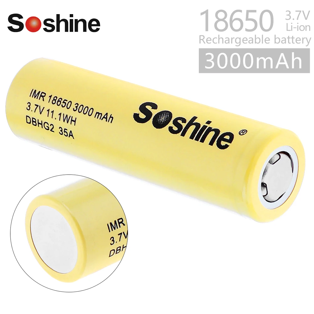Soshine 3000mAh DBHG2 35A 3 7 V 11.1WH IMR 18650 литий ионная аккумуляторная батарея с