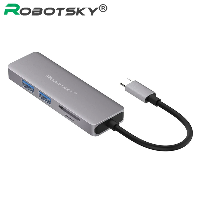 

Robotsky USB-C to HDMI SD/TF Card Reader PD Charge HUB Adapter Converter for MacBook Samsung Galaxy S9/S8/S8+ Type C HUB USB 3.0