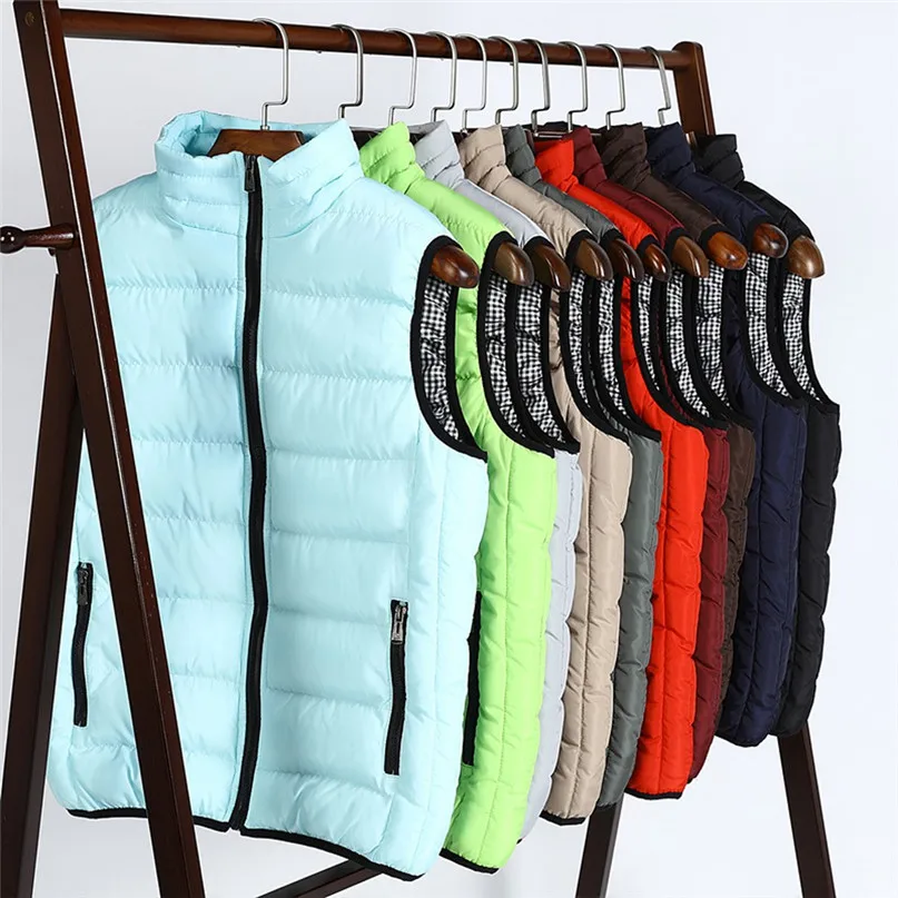Vest Men New 2018 Autumn Winter Warm Sleeveless Jacket Army Waistcoat Men's Vest Fashion Hiking Coats down feather Thick #2O17#F (2)