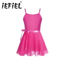 IEFiEL/милая детская одежда для балета и танцев для девочек, платье-пачка для балета, танцевальный гимнастический купальник с шифоновой юбкой, комплект одежды