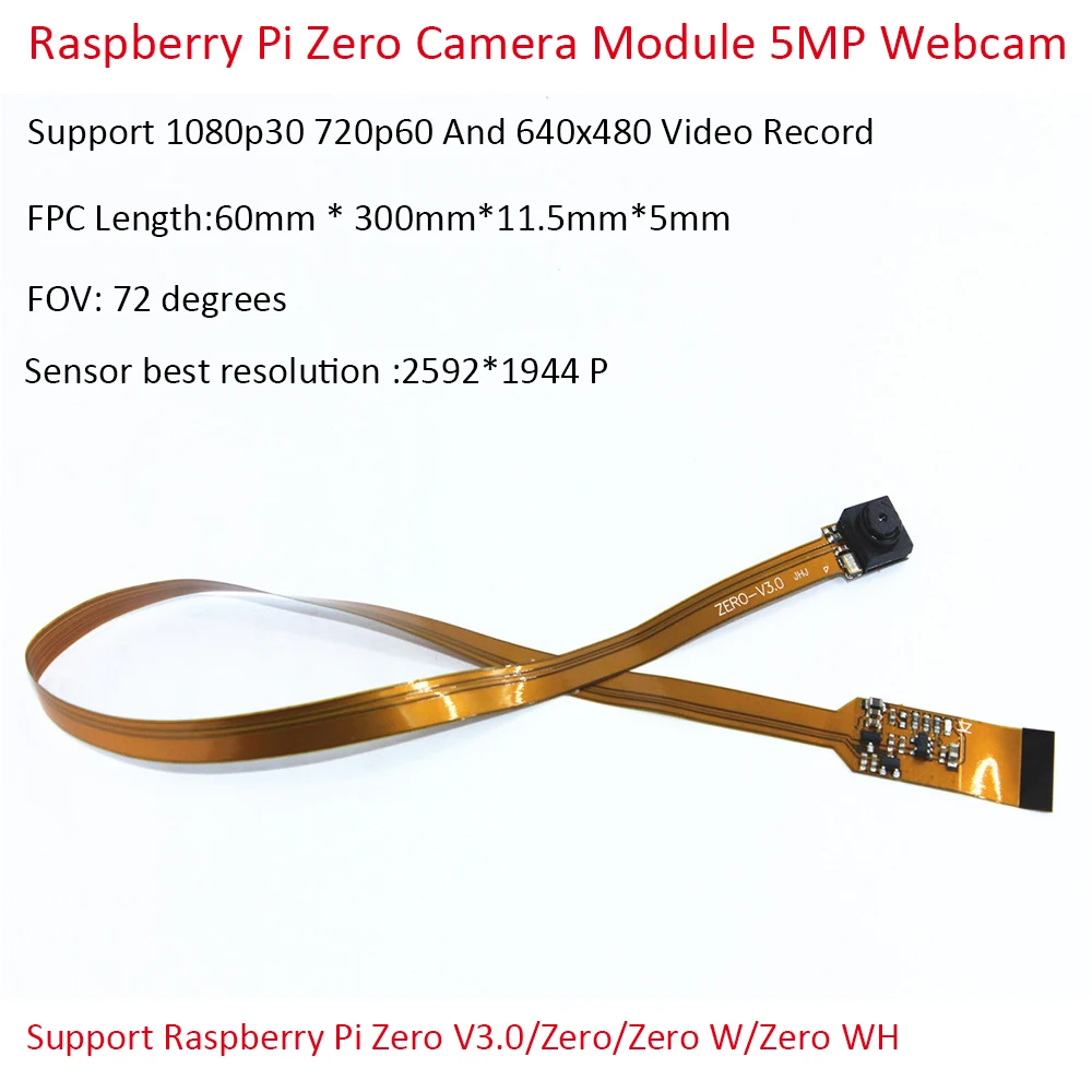 Raspberry Pi Zero модуль камеры 5 Мп веб-камера Поддержка 1080p30 720p60 и 640x480 запись видео V3.0 |