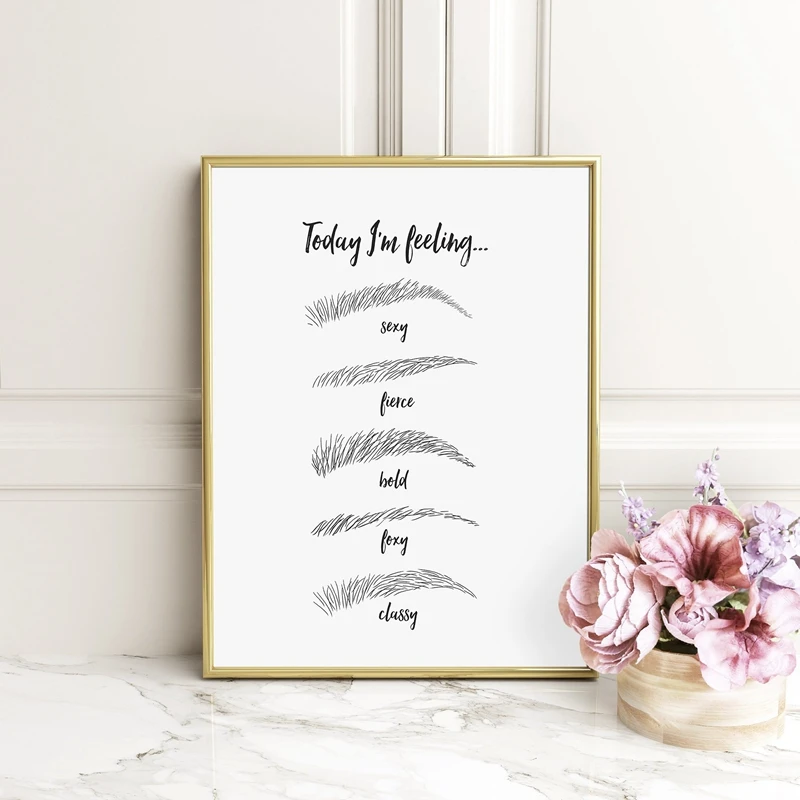 

Makeup Wall Art Print , Eyebrow Beauty Canvas Painting Black and White Wall Pictures Makeup Artist Gift Girls Room Wall Decor