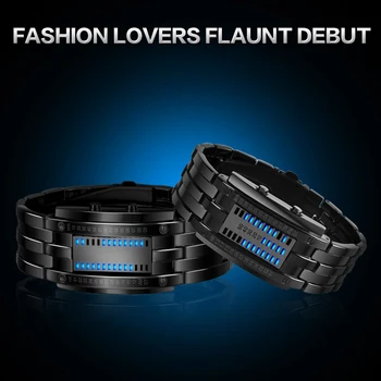 

2019 Fashion Creative Watches Digital LED Display Water Shock Resistant Lover's Wristwatches Clock Men Popular Brand Men Watches