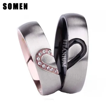 

2Pcs Ring Set For Couple 6mm Titanium Ring Cubic Zirconia Lovers Wedding Rings Engagement Promise Ring Jewelry Alliance Anel