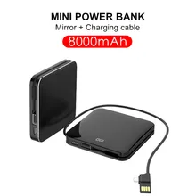 NTSPACE 8000 зеркало алюминиевый мини банк питания 2.0A быстрое зарядное устройство банк питания двойной USB быстрая зарядка банк питания с кабелем