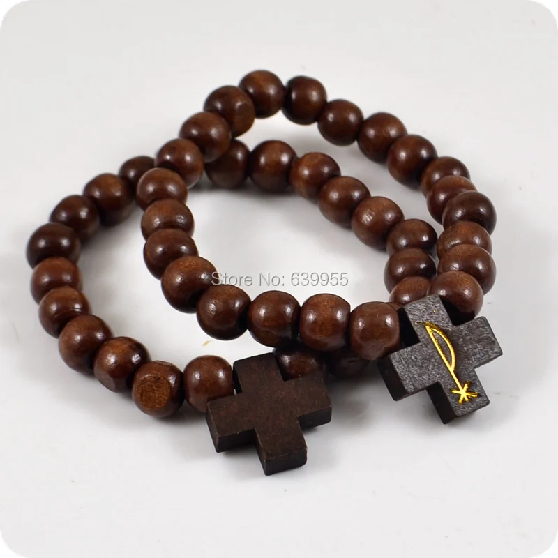 2x лабарум крест чиро деревянные четки бусины браслеты с подвесками католические христианские ортодоксальные модные религиозные украшения подарок