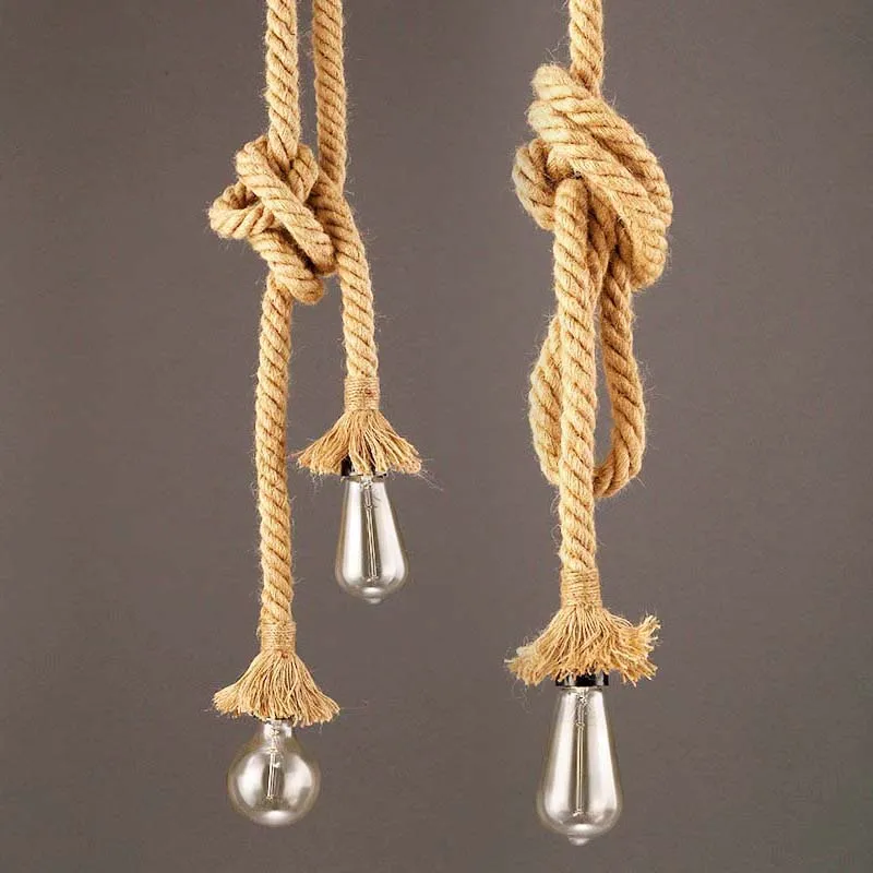 

Vintage E27 Rope Pendant Light Industrial Pendant Lamp Retro Ceiling Loft Hanging Lights for Bedroom Kitchen Fixture Hanglamp