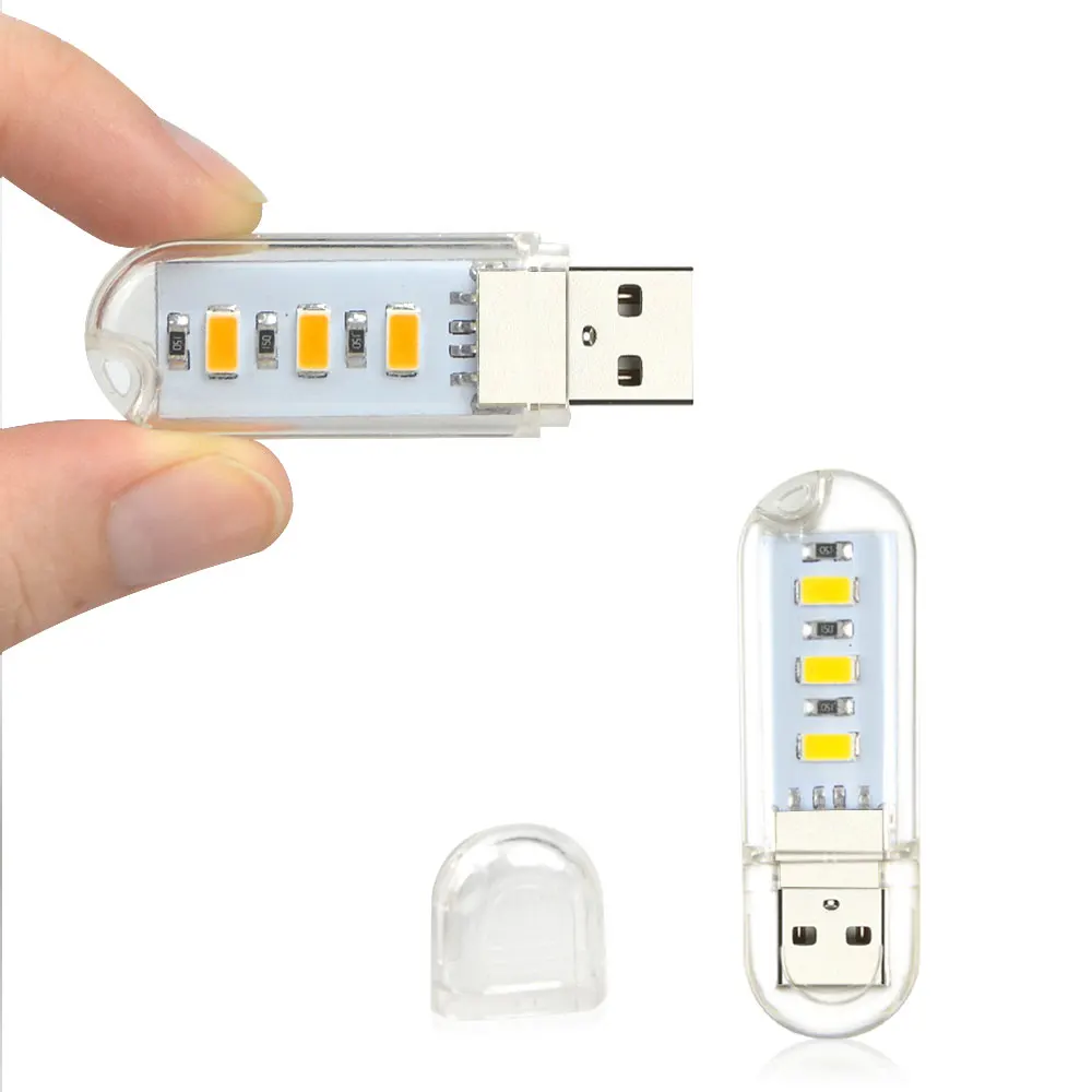 Портативный мини USB Ночной светильник 3 светодиода белый/теплый белый лампа для чтения DC 5V книжный светильник s ноутбук PC компьютер power Bank power ed