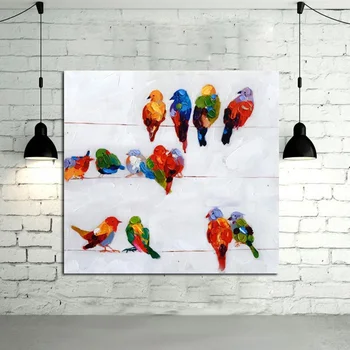 

Free Shipping Handpainted Oil Painting On Canvas Bird Rest Designed Oil Painting Abstract Modern Canvas Wall Art no Framed
