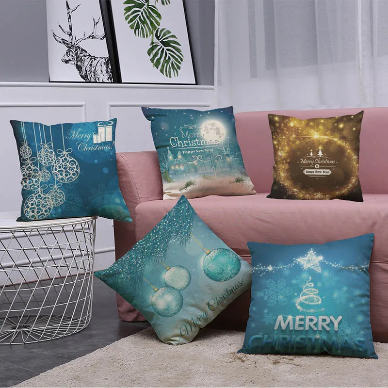

Christmas Cushion Cover Decorative Pillow Case Eco-Friendly Printed Sofa Seat Case Car Pillowcase Soft Bed Pillow Case