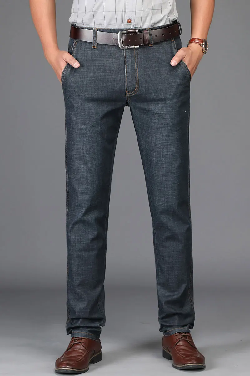 Летние JEEP брендовые хлопковые Смарт повседневные джинсы эластичные мужские повседневные длинные европейские и американские джинсы хлопковые брюки модные брюки - Цвет: deep blue jeans