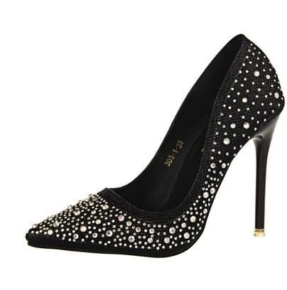 black and silver rhinestone shoes