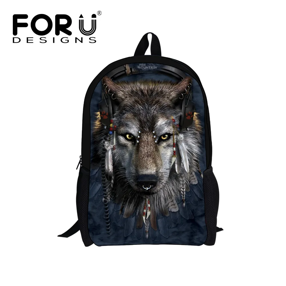 2016 Animal Design Canvas Backpack Cool 3D Wolf Shark ...