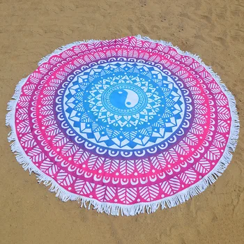 

Large Round with Tassel Circle Bohemia Beach Towel Wash Cloth Reactive Print Bath Towel Sports Towel Polyeste ST-1724