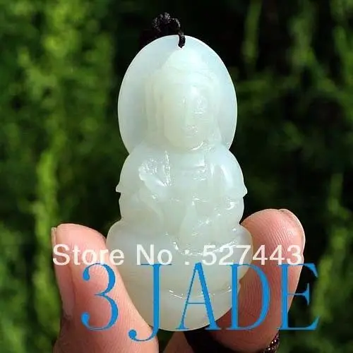 

Wholesale free shipping >>Natural White Hetian Nephrite Jade Kwan Yin / Guanyin Pendant, W/ Certificate