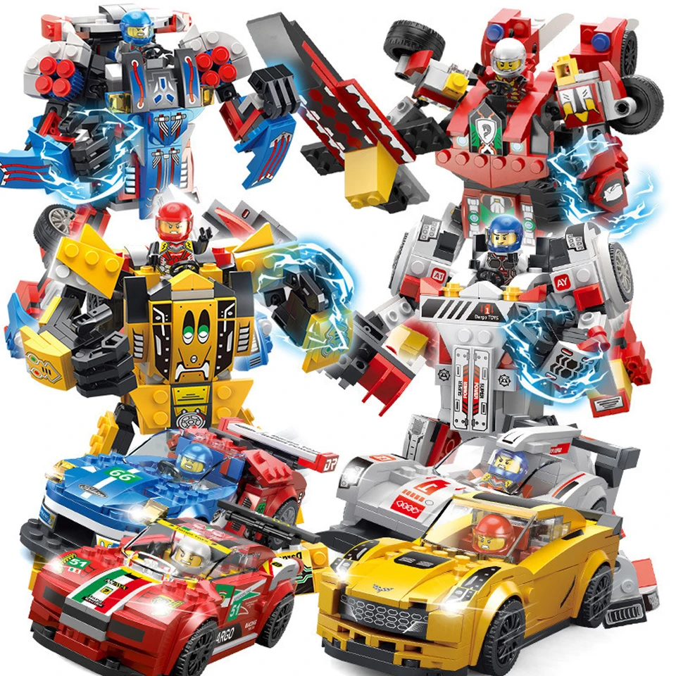 

Building Blocks Deformation Series Sports Car Robot Armored Speed Children's Assembling Spelling Inserted Toy Blocks