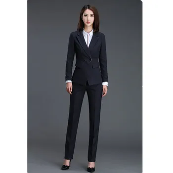 

Women's suit striped double-breasted Slim women's suit two-piece suit (jacket + pants) women's business office formal suit