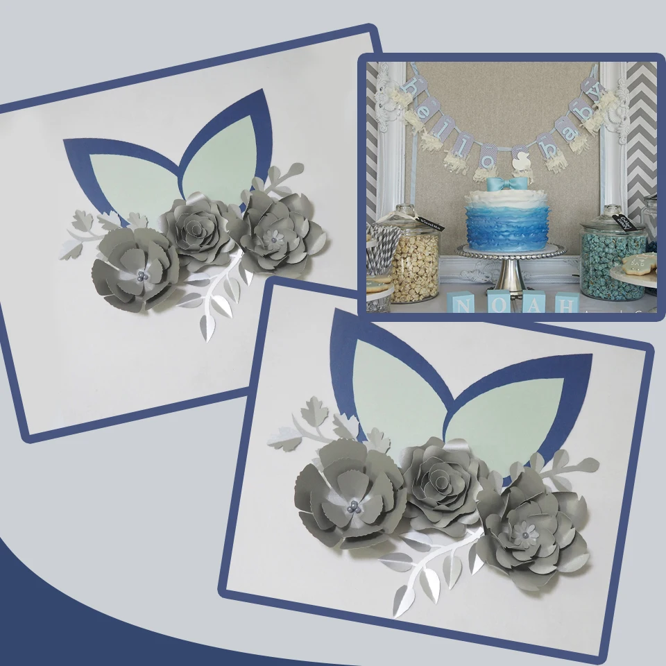 

Cardstock Silver DIY Paper Flowers Leaves Ears Set For Wedding & Event Backdrops Decorations Nursery Wall Deco Video Tutorials