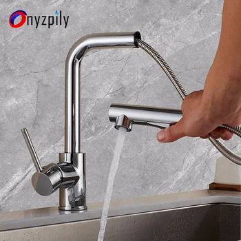 

Kitchen pull faucet sink dish basin cold and hot rotating electroplating faucet