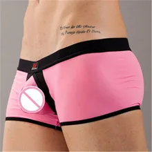 Для мужчин нижнее бельё для девочек белье WJ Прозрачный Супер тонкий ткань шелк U выпуклая дизайн пикантные боксер