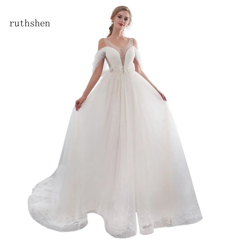 Ruthshen Photo High Quality Wedding Dress Luxury Beaded Feather Tulle A