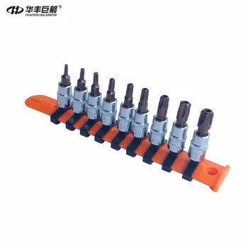 HUAFENG BIG ARROW 9PC 1/4DR. Temper Proof 5-PT Star Bit Socket Set T10 T15 T20 T25 T27 T30 T40 T45 T50 набор торцевых ключей hammer flex 601 031 torx 8 шт t9 t10 t15 t20 t25 t27 t30 t40 crv