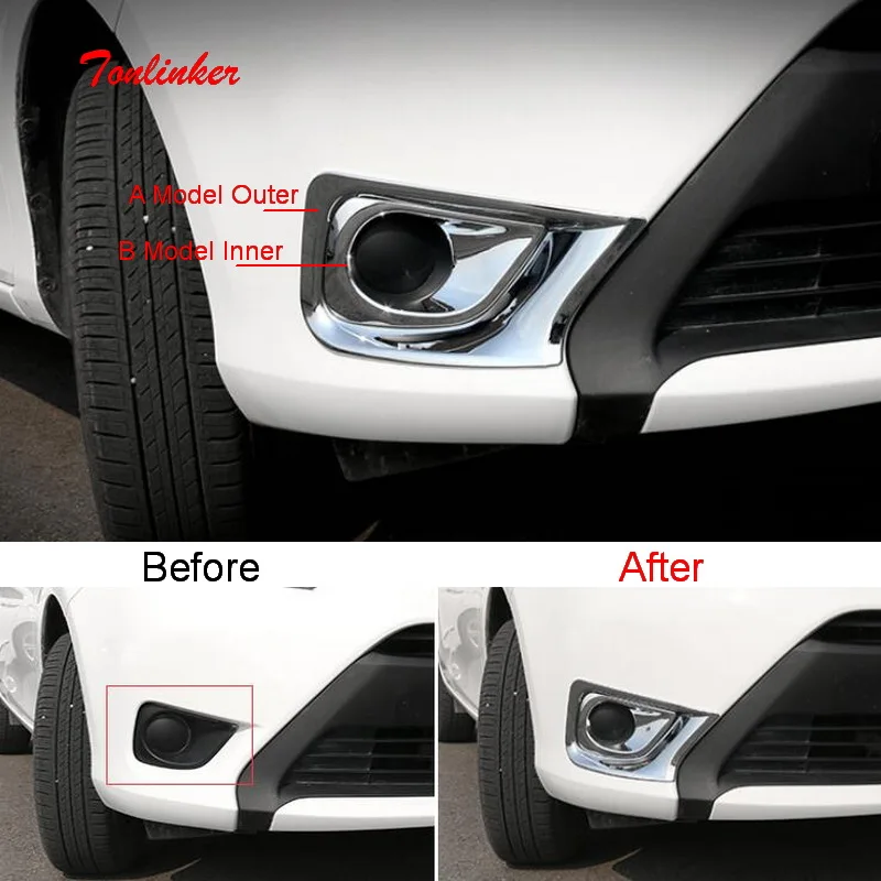 

Tonlinker Exterior Front fog light Cover case stickers for Toyota Vios/Yaris 2014-16 Car Styling 2 PCS ABS Chrome Cover stickers