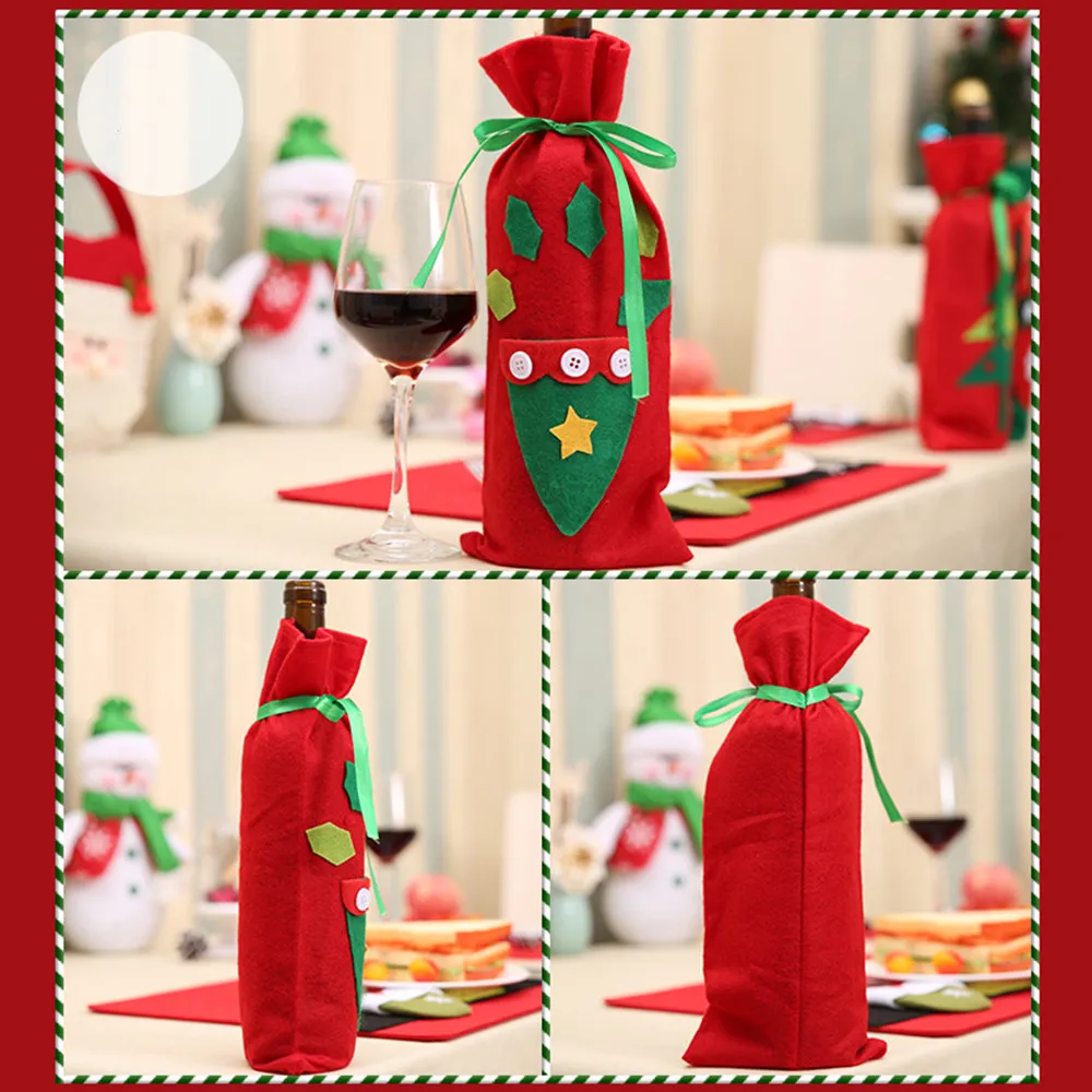 Рождественское красное вино держатель бутылки крышка сумка эльф шампанское красное вино набор декорации Рождественский стол украшения 30