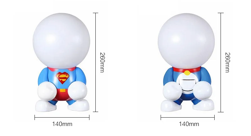 LED Cute Cartoon Table Lamp Creative Superman Rechargeable Night Light Home Decor Bedside Lamp  For Kis Children Christmas Gift (2)