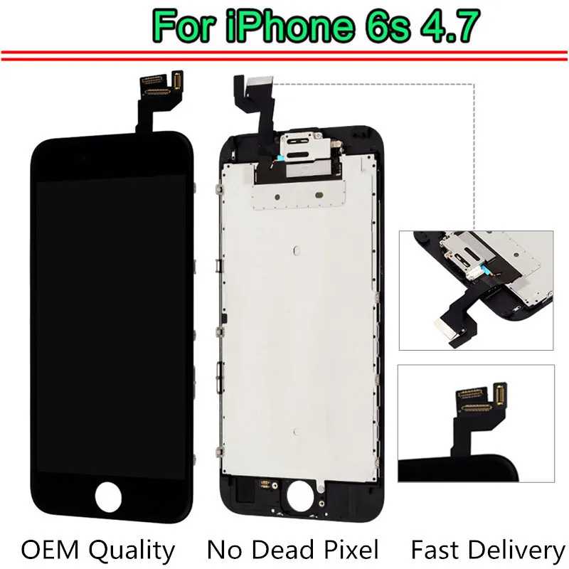 

5PCS OEM Quality Complete LCD For iPhone 6S Display Screen full Assembly With Front Camera+Speaker+3D touch Free DHL shipping