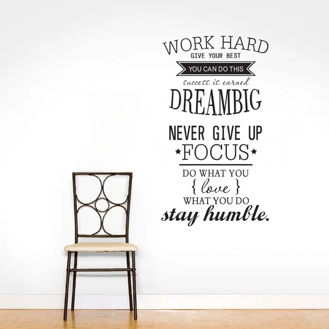 ZOOYOO Werk Hard Tekst Muurstickers Home Decor Verwijderbare Vinyl ... ZOOYOO Werk Hard Tekst Muurstickers Home Decor Verwijderbare Vinyl ...