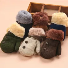 Зимние Детские перчатки для девочек мальчиков, хлопковые детские варежки с длинными пальцами, теплые детские однотонные перчатки с листьями, вязаные акриловые волокна для детей 1-5 лет