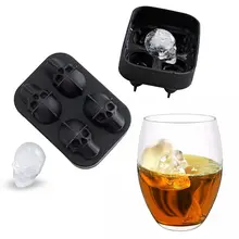 Новинка 4 сетки Форма для изготовления мороженого 3D Силиконовый Череп формы для льда в форме черепа Виски лоток Хэллоуин вечерние Spooky бар DIY инструмент