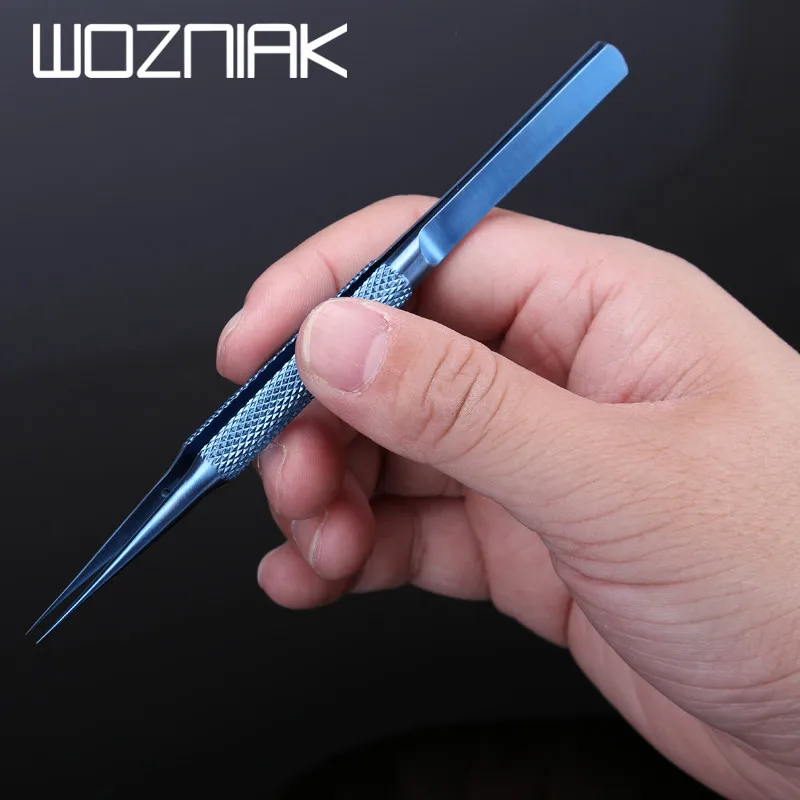 Titanium Tweezer Steel Professional Repair Tool 0.15mm Edge Precise Fingerprint Fly Line Picker Tweezers Straight Bend