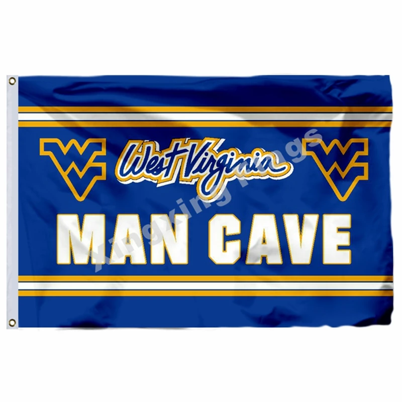 West Virginia Mountaineers MAN CAVE Flag 3ft X 5ft Polyester Banner Flying Size No.4 90*150cm Custom | Дом и сад