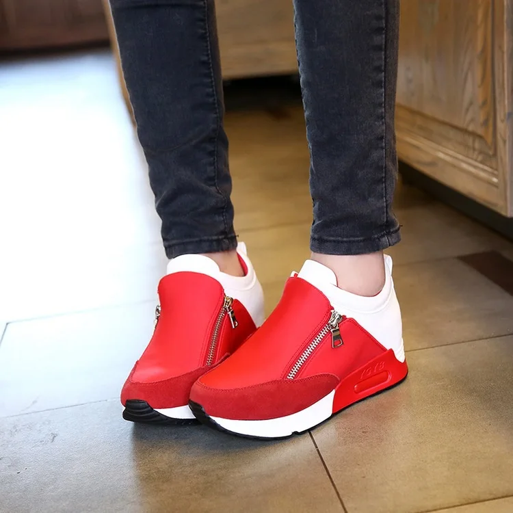 

Height Increasing shoes woman Tenis Feminino Wedges Platform Women Slipony Casual Shoes Botas Mujer Zipper Sapato Feminino 3583