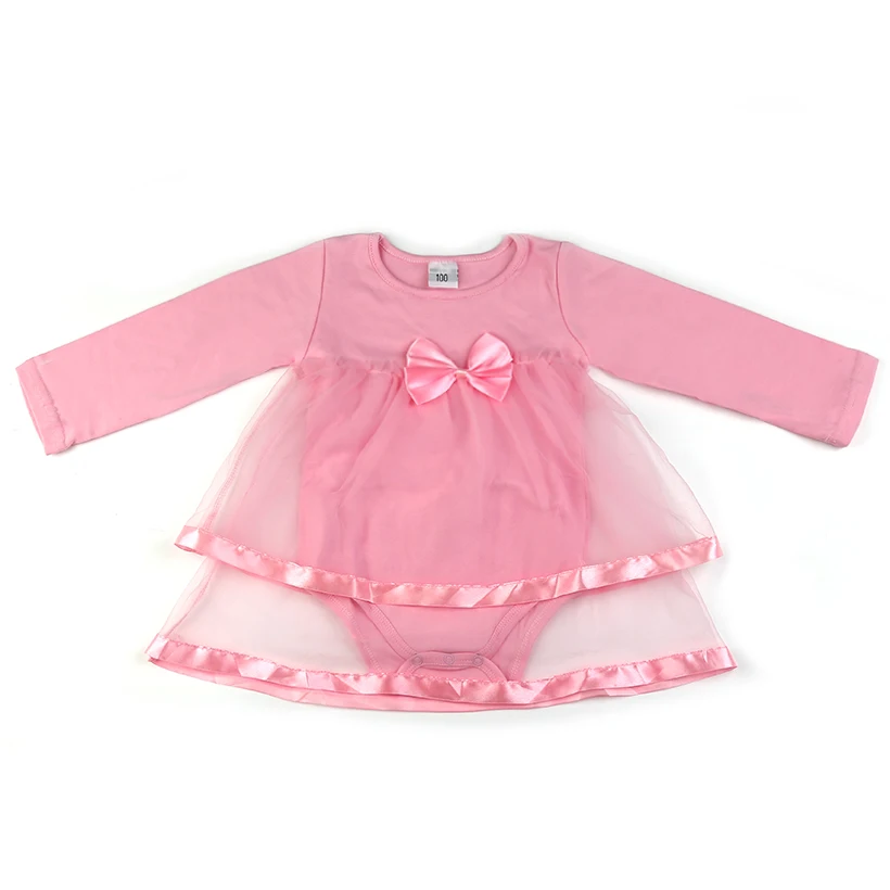 TANGUOANT/Прямая поставка; платье для новорожденных; одежда с бантом для маленьких девочек; Vestido infantil с длинными рукавами; Сетчатое платье для маленьких девочек