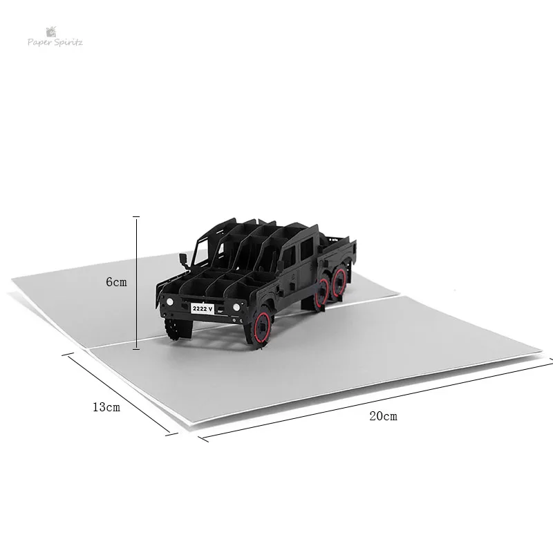  PAPER SPIRITZ laser 3D SUV car pop up paper card with envelope blank invitations greeting cards gif - 32888121107
