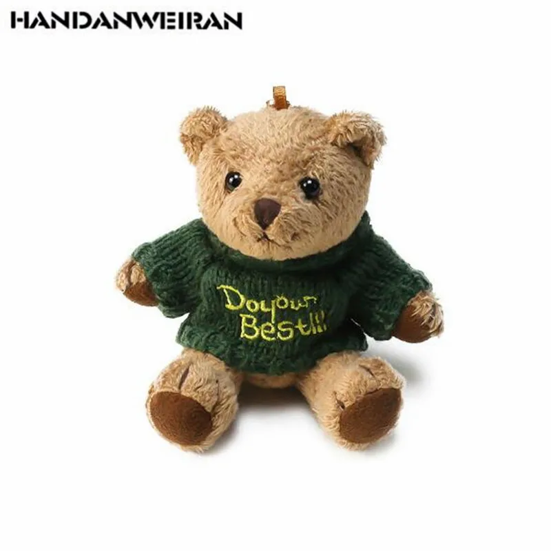 

HANDANWEIRAN 1PCS Mini Bear Plush Toy Keychain Korea Car Phone Chain Cute Cartoon Doll Toys Hanging Bag Pendant 13CM