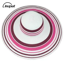 

Hat 2018 Summer Women's Hats Stripped Circle Wide Brim Effectively UV Protection Useful Beach Sun Hat Femme Casquette