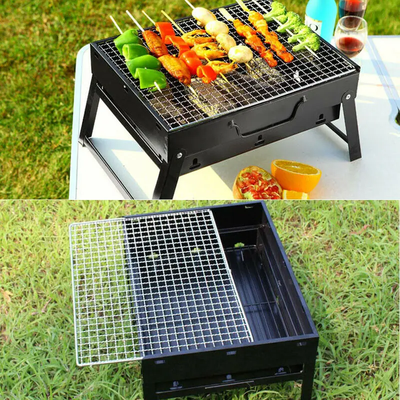 BBQ Grill Skewer Camping Portable Outdoor Cooking Brazier Folding Russian Mangal 