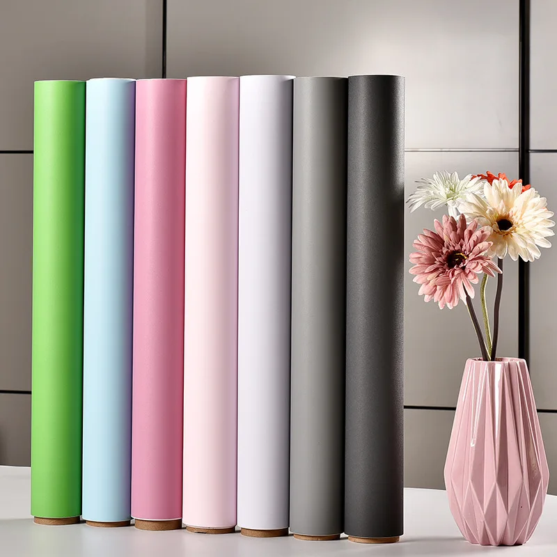 

Solid Matt Vinyl self adhesive Wallpaper DIY Waterproof Wall Stickers Home Decor Films Living Room Kitchen Door Poster Dropship