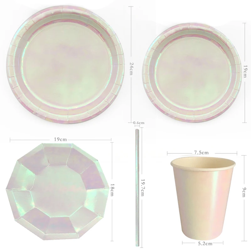 Переливающиеся вечерние металлические десертные тарелки бумажные стаканчики обертка для кексов шторы кисточки для русалки/единорога день рождения