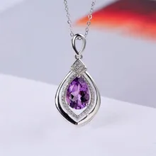 wholesale luxury trendy 925 sterling silver Amethyst natural gemstone pendant necklace for wedding engagement wholesale luxury trendy 925 sterling silver Amethyst natural gemstone pendant necklace for wedding engagement