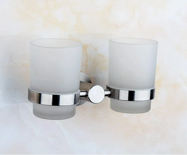 304 Stainless Steel Nickel Finish Double Tumbler Holder Toothbrush 304 Stainless Steel Nickel Finish Double Tumbler Holder Toothbrush Cup With Gl Bathroom