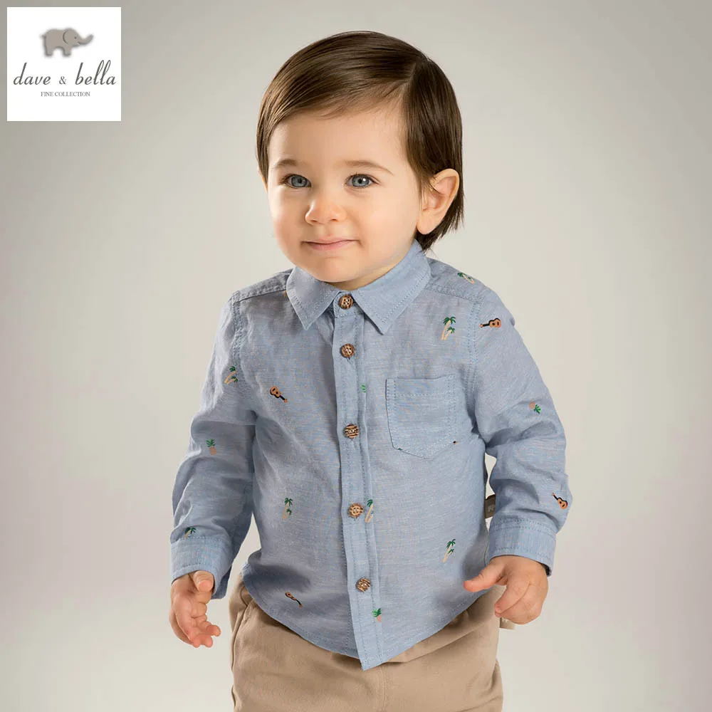 DB4534 dave bella spring baby boys denim shirts infant clothes toddle