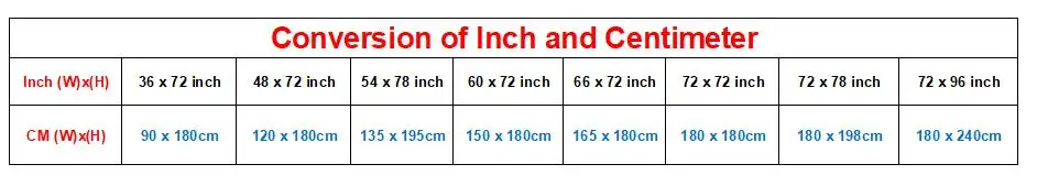 size of shower curtain