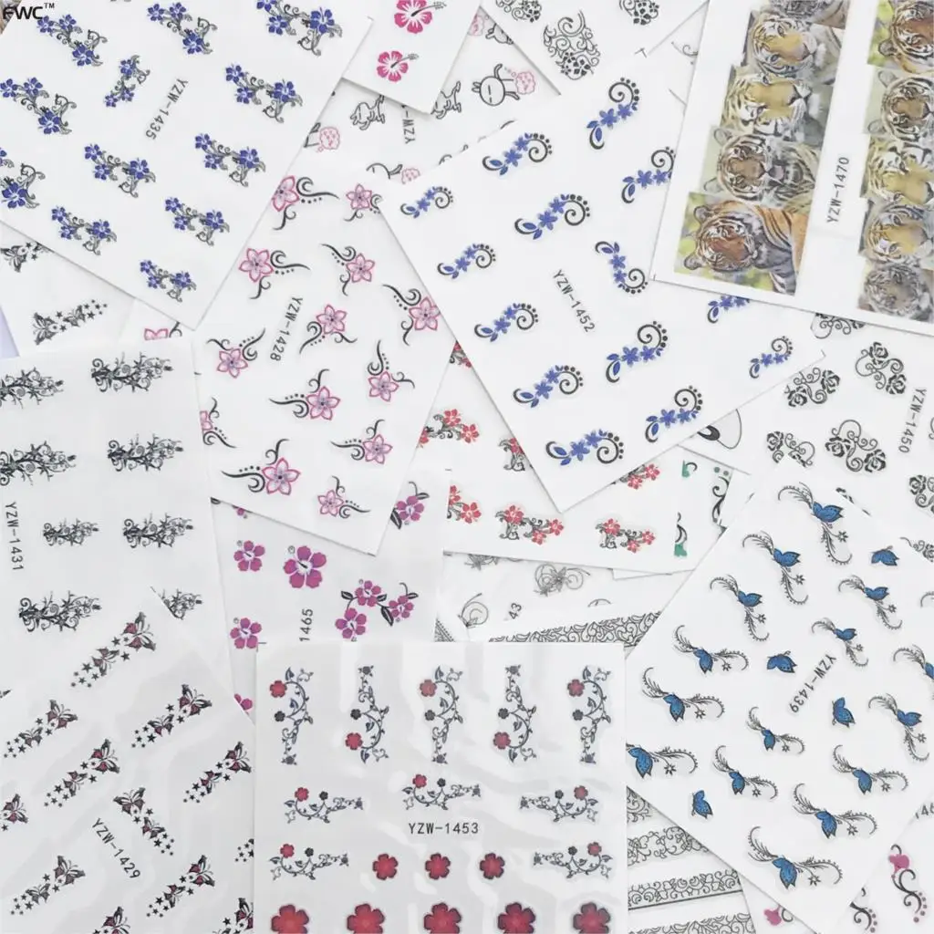 

ZKO 50 sheets Beauty Floral Design Water Transfer Nail Art Sticker Watermark Foil Wrap Decal DIY Decoration Nail Tools